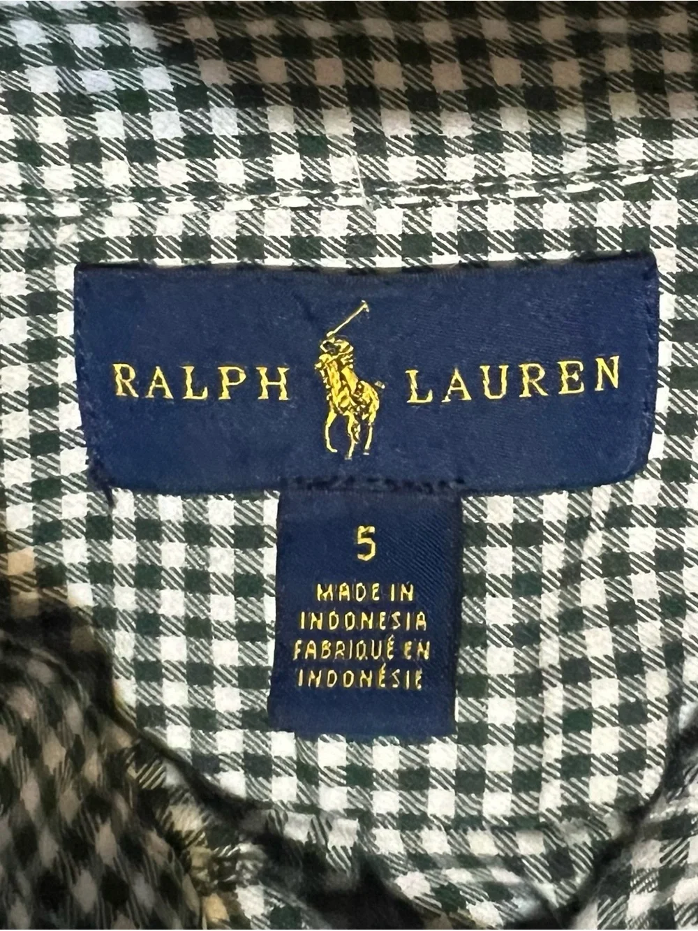Ralph Lauren Green & White Gingham Button-Down Shirt Boys Size 5